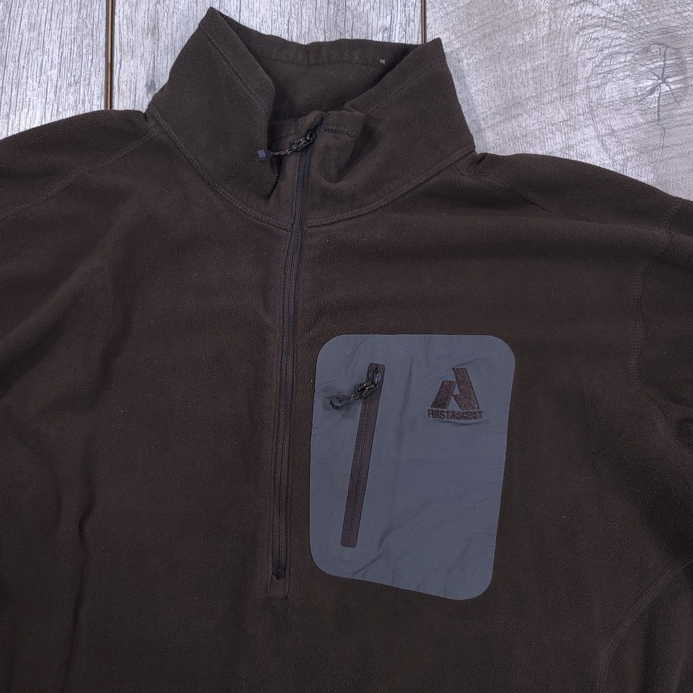 Eddie Bauer Mens First Ascent Fleece Shirt Size Large Brown Quarter Zip Jacket - Picture 4 of 6